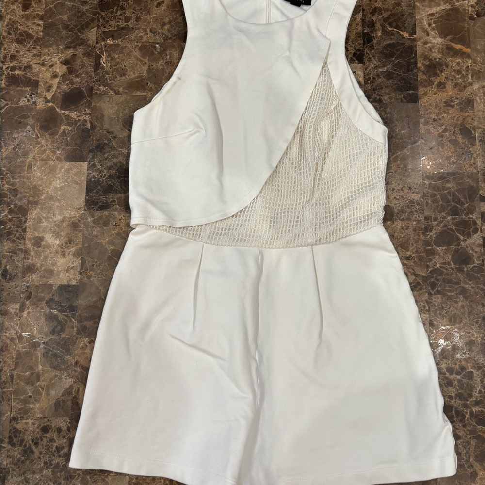 Topshop White Romper with Mesh Detail